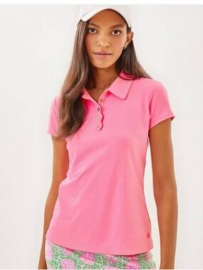 VGUC Lilly Pulitzer FRIDA SCALLOP POLO UPF 50 in Rousseau Pink